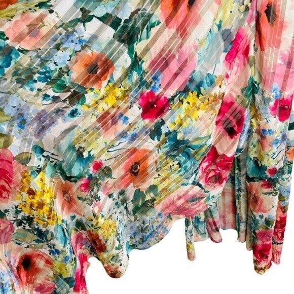 Kensie Shadow-Striped Floral-Print Maxi Dress Size 0 - Picture 6 of 12